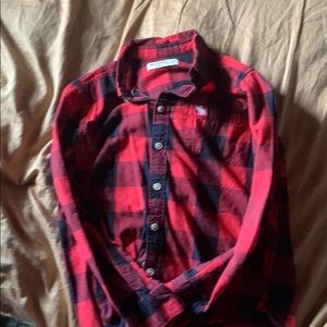 Kids Abercrombie red/black button up shirt